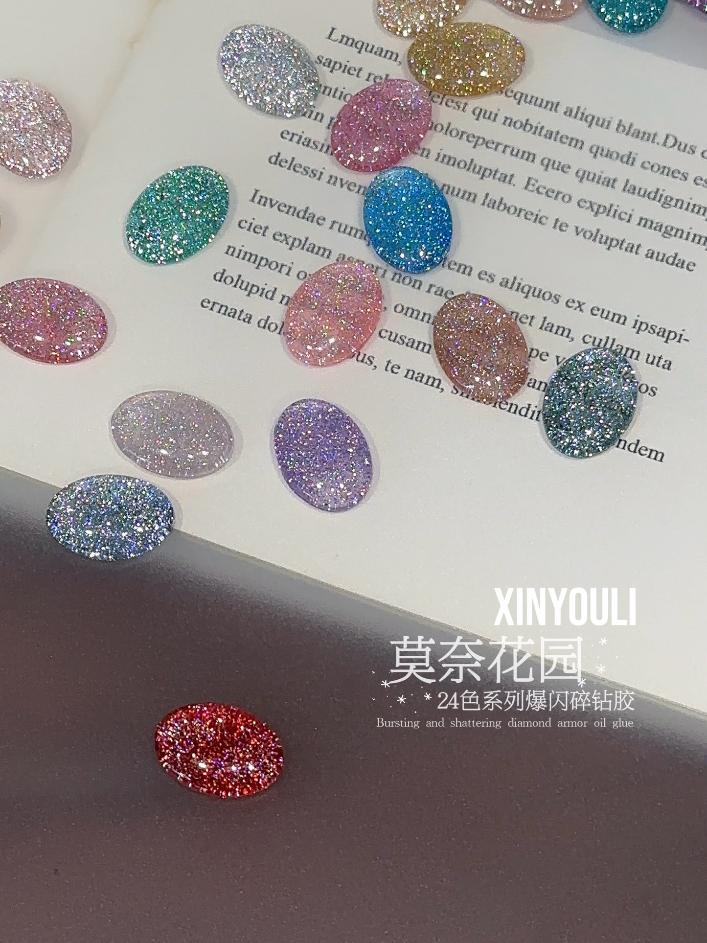 YUKUN 24-Color Monet Garden Resin Gel Nail Polish Long-Lasting Liquid Adhesive with LED Lamp Source Bottle Packing