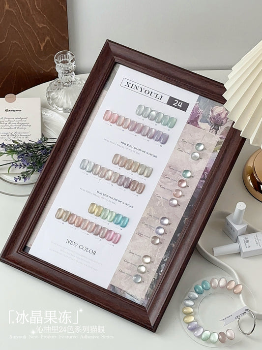 Yukun brand high-end nail polish adhesive 24 color ice crystal jelly fine light cat's eye