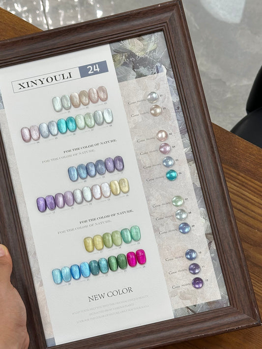 Yukun brand nail polish adhesive 24 color secret garden clear and rich cat eye color
